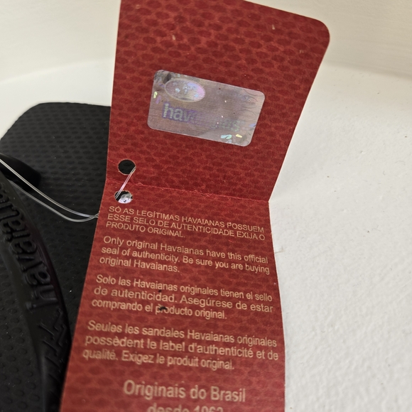 NWT-Havaianas Women's Slim Square Toe Flip Flops in Black-Size 6 - Picture 3 of 8